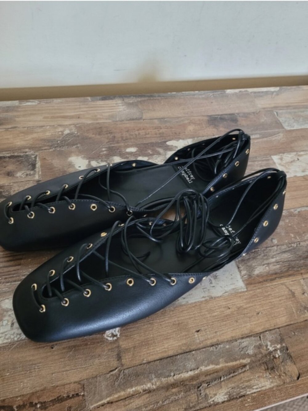 Free People Jeffrey Campbell ballet flat corset lace-up black shoes size 8 - Picture 4 of 11